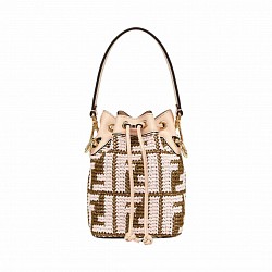 Mon Tresor Raffia Mini Bucket Bag Beige Pink IDR 6,700,000